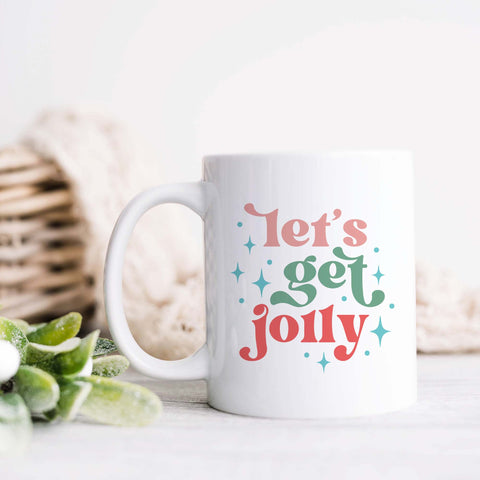 Let's Get Jolly Retro Christmas Ceramic Mug