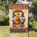 autumn greetings fall gnome personalized fall garden flag, welcome flag, modern farmhouse home decor