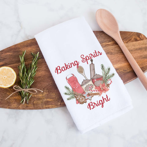 baking spirits bright christmas holiday kitchen towel