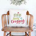 believe in the magic of white canvas christmas holiday pillow cover by Heart & Willow Prints heartandwillowprints