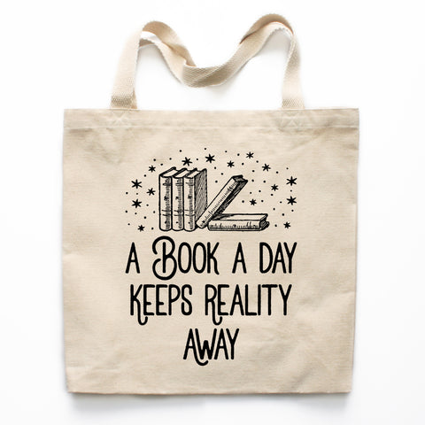 Book a Day Keeps Reality Away Canvas Tote Bag