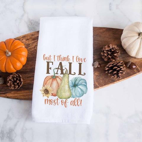 but I think I love fall most of all with pumpkins kitchen tea towel, decorative hand towel, modern farmhouse style home decor, kitchen decor, bathroom decor