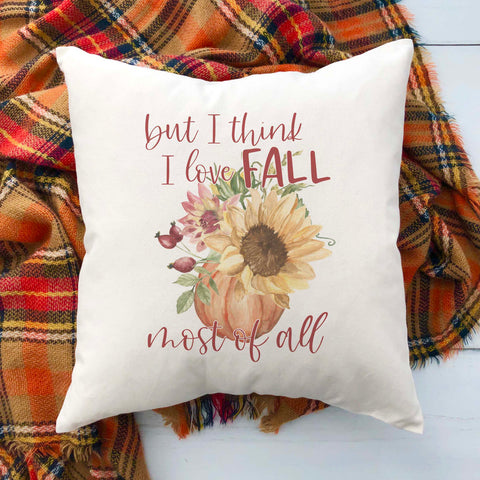but I love fall most of all floral pumpkin linen pillow cover, modern farmhouse home decor, boho home decor, cottage core home decor