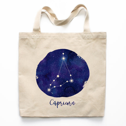 Capricorn Zodiac Constellation Canvas Tote Bag