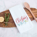 Christmas Wishes Handlettered Decorative Christmas Holiday Kitchen Hand Towel