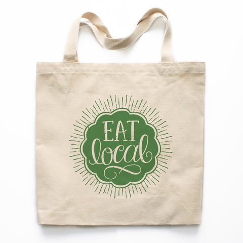 Eat Local Farmer's Market Canvas Tote Bag