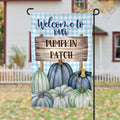 fall blue pumpkin patch personalized fall garden flag, welcome flag, modern farmhouse home decor