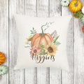 fall floral pumpkin personalized linen pillow cover, modern farmhouse home decor, boho home decor, cottage core home decor