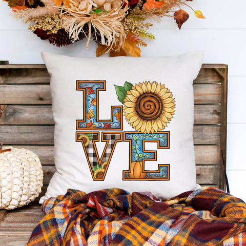 fall love linen pillow cover, modern farmhouse home decor, boho home decor, cottage core home decor