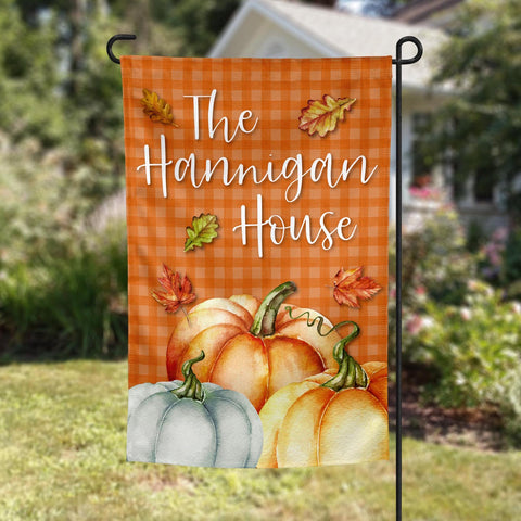 fall pumpkin personalized fall garden flag, welcome flag, modern farmhouse home decor