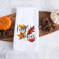 fall vibes fall leaves kitchen tea towel, decorative hand towel, modern farmhouse style home decor, kitchen decor, bathroom decor
