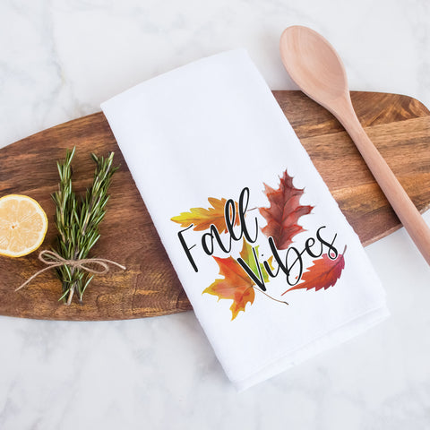 fall vibes fall leaves kitchen tea towel, decorative hand towel, modern farmhouse style home decor, kitchen decor, bathroom decor