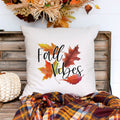 fall vibes fall leaves linen pillow cover, modern farmhouse home decor, boho home decor, cottage core home decor