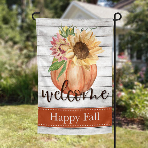 fall floral pumpkin personalized fall garden flag, welcome flag, modern farmhouse home decor