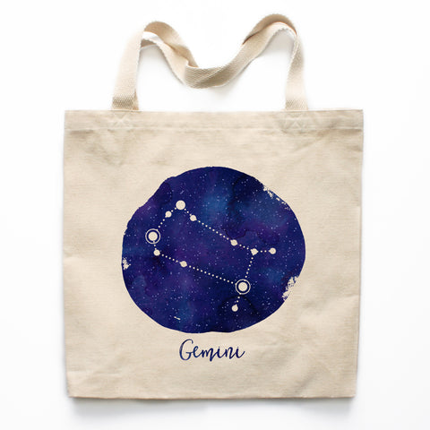 Gemini Zodiac Constellation Canvas Tote Bag