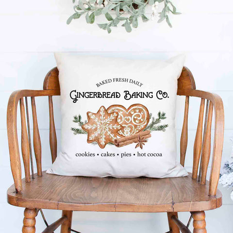 gingerbread baking company Christmas Holiday burlap Pillow Cover, Farmhouse Christmas Decor