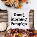 good morning pumpkin fall linen pillow cover, modern farmhouse home decor, boho home decor, cottage core home decor
