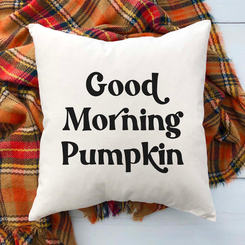 good morning pumpkin fall linen pillow cover, modern farmhouse home decor, boho home decor, cottage core home decor