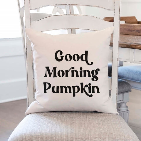 good morning pumpkin fall linen pillow cover, modern farmhouse home decor, boho home decor, cottage core home decor