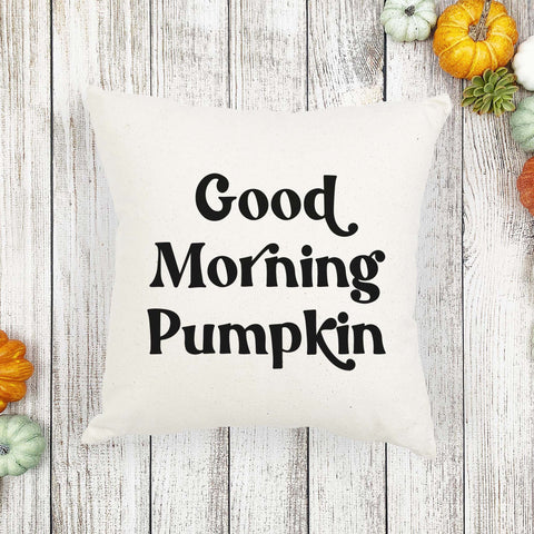 good morning pumpkin fall linen pillow cover, modern farmhouse home decor, boho home decor, cottage core home decor