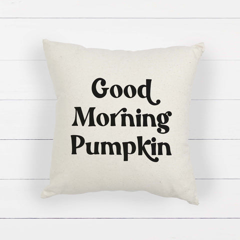 good morning pumpkin fall linen pillow cover, modern farmhouse home decor, boho home decor, cottage core home decor