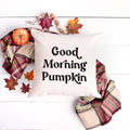 good morning pumpkin fall linen pillow cover, modern farmhouse home decor, boho home decor, cottage core home decor