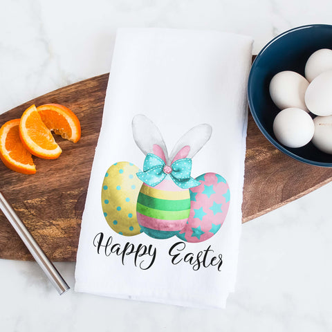 Happy Easter easter egg with bunny ears kitchen towel, tea towel, hand towel, decorative towel