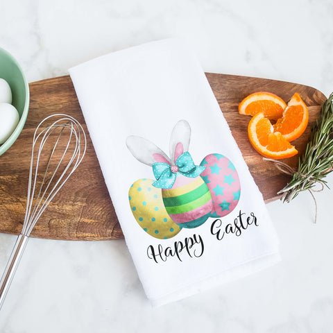 Happy Easter easter egg with bunny ears kitchen towel, tea towel, hand towel, decorative towel