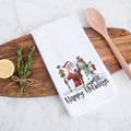 Happy Holidays Santa Snowman Decorative Christmas Holiday Kitchen Hand Towel, Farmhouse Christmas Decor