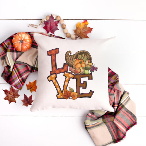 fall harvest love thanksgiving linen pillow cover, modern farmhouse home decor, boho home decor, cottage core home decor
