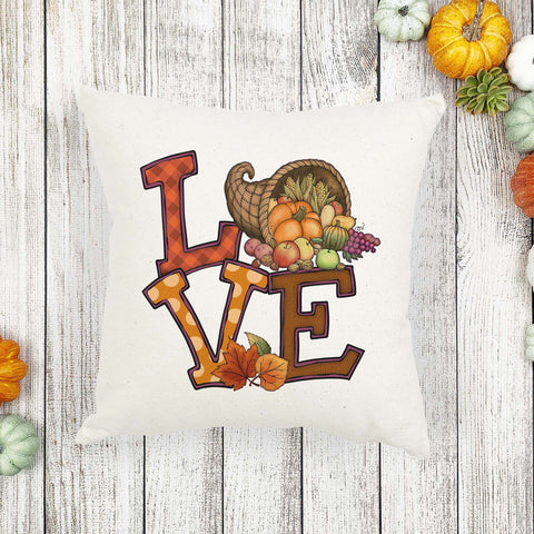 fall harvest love thanksgiving linen pillow cover, modern farmhouse home decor, boho home decor, cottage core home decor