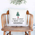 Have yourself a merry little Christmas Holiday White Canvas Pillow Cover, Farmhouse Christmas Decor