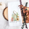 hello fall floral gourd kitchen tea towel, decorative hand towel, modern farmhouse style home decor, kitchen decor, bathroom decor