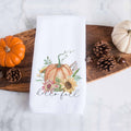 hello fall floral pumpkin kitchen tea towel, decorative hand towel, modern farmhouse style home decor, kitchen decor, bathroom decor
