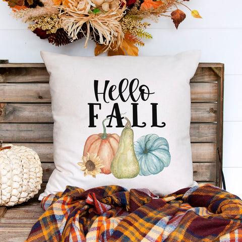 hello fall linen pillow cover, modern farmhouse home decor, boho home decor, cottage core home decor