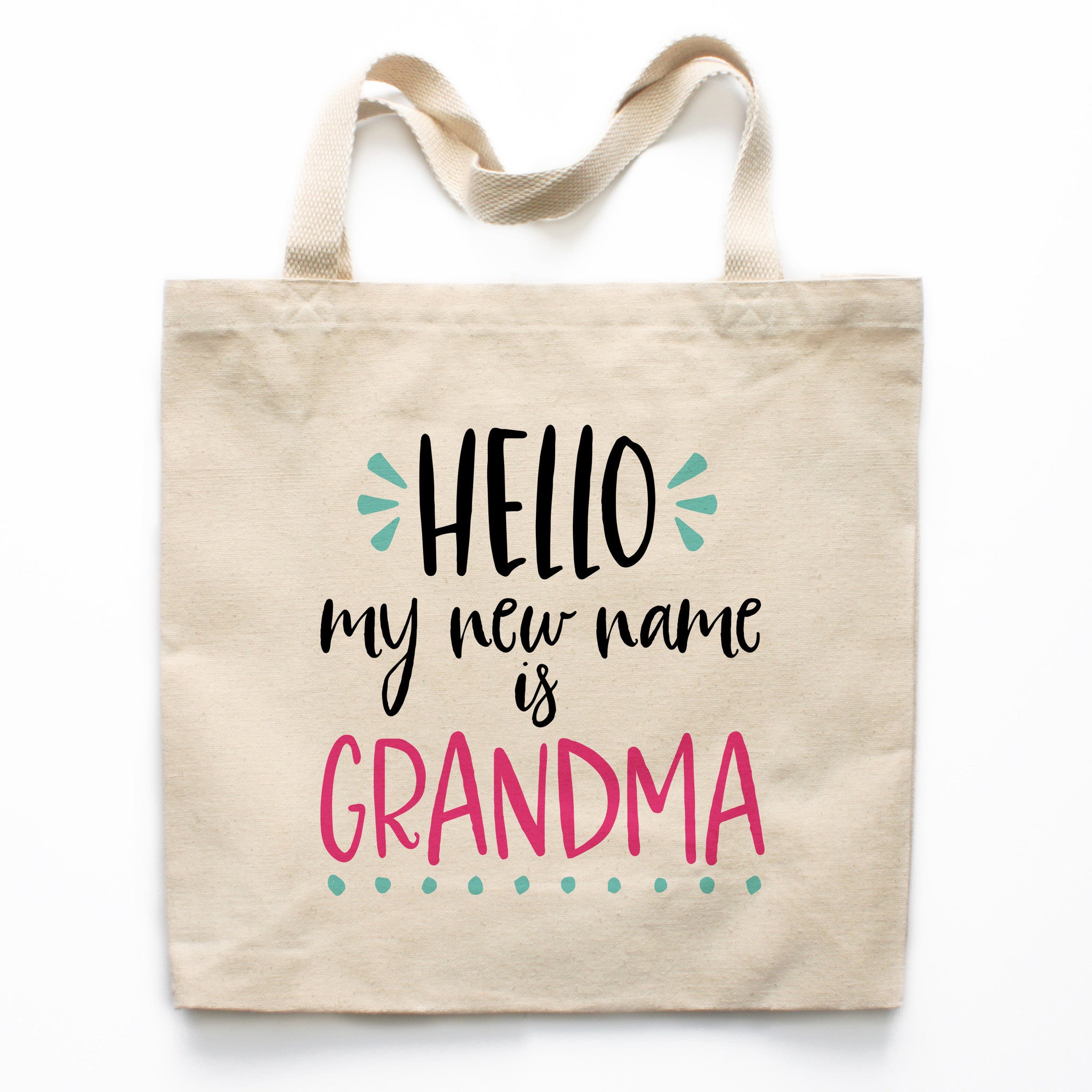 Hello My New Name Is Grandma Canvas Tote Bag – Heart Willow Prints