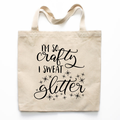 I'm So Crafty I Sweat Glitter Canvas Tote Bag