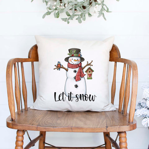 Let it Snow Winter Snowman Pillow Cover