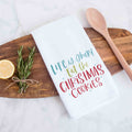 Life is Short Eat the Cookies Handlettered Funny Decorative Christmas Holiday Kitchen Hand Towel