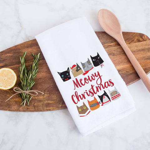 Meowy Christmas Kitchen Towel