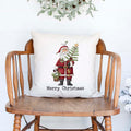 Merry Christmas Santa Christmas Holiday white canvas or burlap pillow cover, farmhouse christmas decor