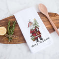 Merry Christmas Folkart Santa Decorative Christmas Holiday Kitchen Hand Towel, Farmhouse Christmas Decor