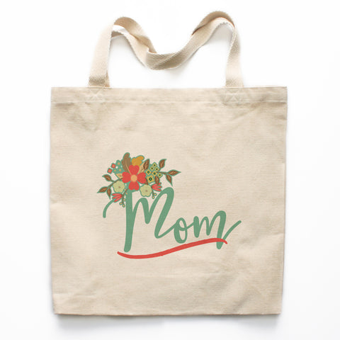 Mom Floral Canvas Tote Bag