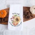 it's the most wonderful time of the year fall floral pumpkin kitchen tea towel, decorative hand towel, modern farmhouse style home decor, kitchen decor, bathroom decor