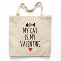 My Cat Is My Valentine Canvas Tote Bag