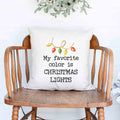 My favorite color is Christmas lights Christmas Holiday White Canvas Pillow Cover, Farmhouse Christmas Decor