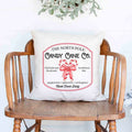 North Pole Candy Cane Company Christmas Holiday White Canvas Pillow Cover, Farmhouse Christmas Decor