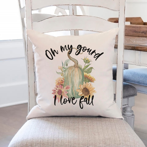 oh my gourd I love fall linen pillow cover, modern farmhouse home decor, boho home decor, cottage core home decor