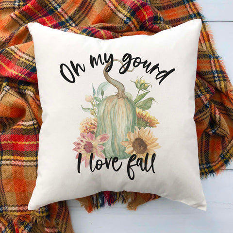 oh my gourd I love fall linen pillow cover, modern farmhouse home decor, boho home decor, cottage core home decor