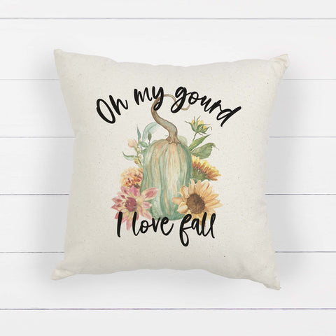 oh my gourd I love fall linen pillow cover, modern farmhouse home decor, boho home decor, cottage core home decor